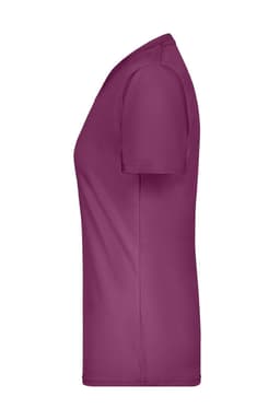 A ladies' active T-shirt in a deep magenta colour, featuring a short-sleeve design and a subtle logo.