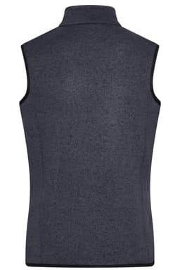 A ladies knitted fleece vest in dark grey, featuring a high collar and no sleeves, with a simple design.