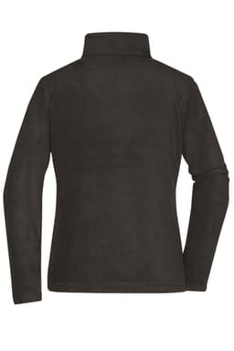 A black polar fleece jacket featuring a high collar and long sleeves, with a simple design and no visible logos.