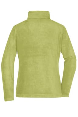 A ladies' polar fleece jacket in a light green colour, featuring a high collar and long sleeves. It has a logo.