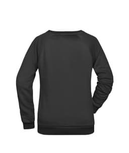 A black ladies' sweat jumper featuring a simple design and a logo on the back. Suitable for casual wear.