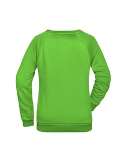 A bright green ladies' sweatshirt with a simple design and no visible branding on the back.