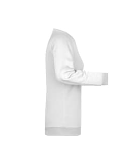 A grey ladies' jumper with a relaxed fit and long sleeves, featuring a ribbed hem and cuffs.