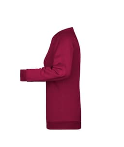 A maroon Ladies Promo Sweat jumper featuring long sleeves and ribbed cuffs. It has a visible logo.