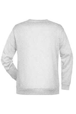 A grey men's promotional jumper with a simple design and a logo on the back.