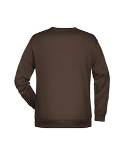 A brown men's sweatshirt featuring a plain back design and a logo.