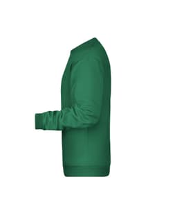 A green men's jumper featuring long sleeves and a classic crew neck design. It has a logo on the front.