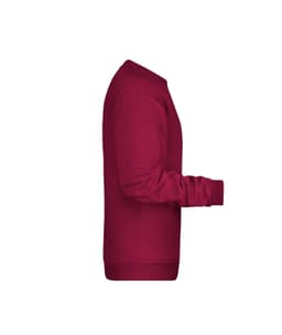 A maroon men's jumper featuring long sleeves and a crew neck. Includes a logo.