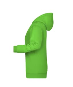 A bright green ladies hoodie featuring a hood and long sleeves, with a grip at the wrists.