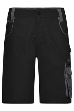 Workwear Bermudas in black with grey accents, featuring multiple pockets and a branded logo.