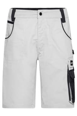 Workwear Bermudas in light grey with contrasting black detailing and a side cargo pocket. Features a logo.