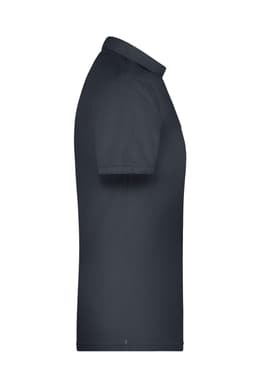 A dark grey men's polo shirt, featuring short sleeves and a classic collar. The shirt has a logo on it.