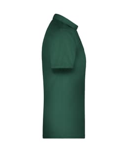 A men's work polo shirt in a deep green colour, featuring short sleeves and a collar. It has a logo on the chest.