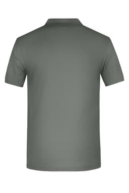 A men's short-sleeve polo shirt in khaki green with a plain back and a logo.