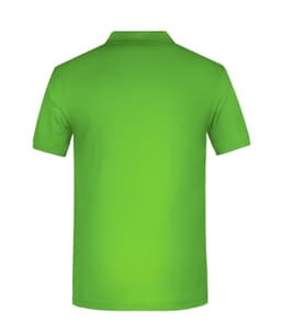 A bright green men's polo shirt with a classic collar and short sleeves, featuring a branded logo.