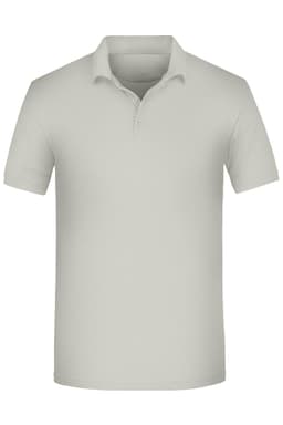 A light grey polo shirt with a collar and short sleeves, featuring a small logo on the chest.