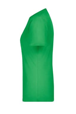 A green Ladies Basic-T shirt displayed from the side. The shirt has short sleeves and a fitted shape.