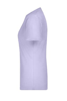 A lavender ladies' t-shirt with a classic fit and short sleeves. The shirt features a logo.