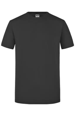 A black short-sleeve t-shirt with a simple design and a logo on the label.