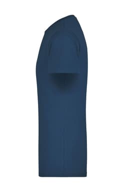 A navy blue men's T-shirt with short sleeves and a simple design, featuring a logo.