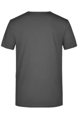 A grey men's V-T t-shirt with a simple design, featuring a logo on the back.