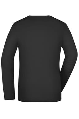 A black long-sleeved ladies' stretch shirt with a simple design and no visible branding on the back.