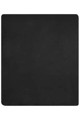 A black bonded fleece blanket with a soft texture and a rectangular shape. It features a logo.