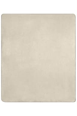 A neutral-coloured bonded fleece blanket with a smooth texture and a subtle stitched edge.