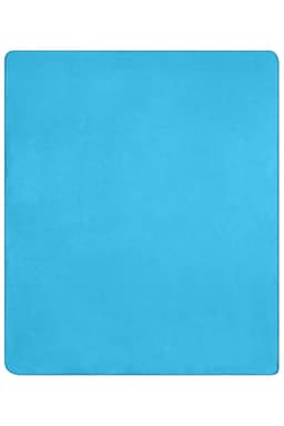 A blue bonded fleece blanket featuring a smooth texture and a simple design with a neat border.