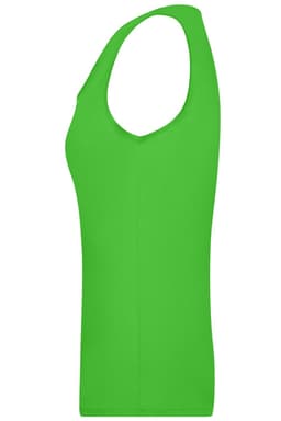 A vibrant green elastic top designed for ladies, featuring a sleeveless and fitted style.