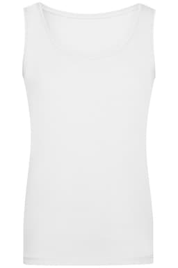 A plain white ladies' elastic top with a round neck design. The shirt features a smooth, fitted silhouette.