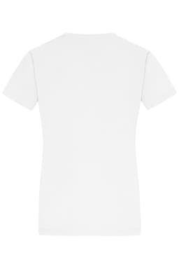 A white ladies' T-shirt with a classic crew neckline and short sleeves. The shirt has a plain back with no visible branding.