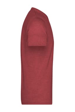 A men's heather t-shirt in a rich red colour, featuring a standard short-sleeve style and a logo.