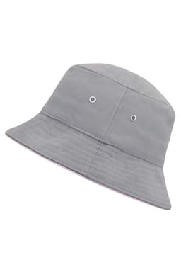 A grey Fisherman Piping Hat with a wide brim and eyelets for ventilation. Features a simple design and a relaxed fit.