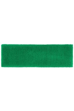 A green Terry Headband with a textured surface, featuring a logo. Suitable for headwear.