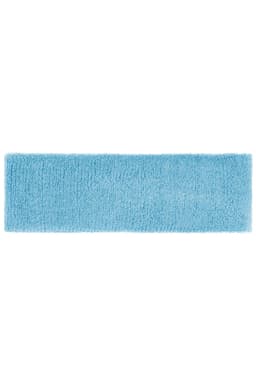 A soft blue Terry Headband with a textured design and a logo. Ideal for headwear and style.