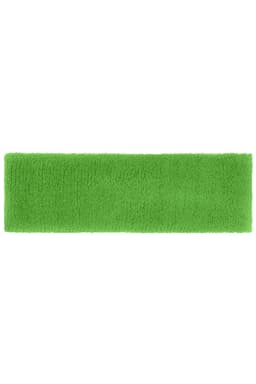 A bright green Terry Headband with a soft, absorbent texture. It features a logo or branding.