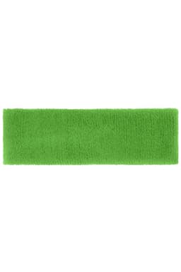 A green Terry Headband with a soft, textured finish, featuring a logo.