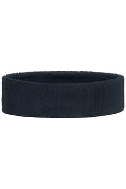 A dark navy terry headband made from soft, absorbent fabric, featuring a simple design.