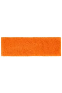 An orange Terry headband with a textured surface, suitable for headwear. Features a logo on one side.