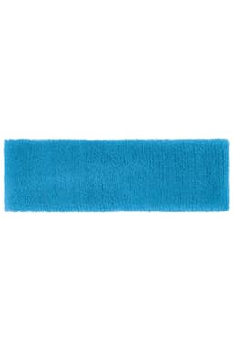 A turquoise terry headband with a soft, textured surface and a simple design. It features a logo.