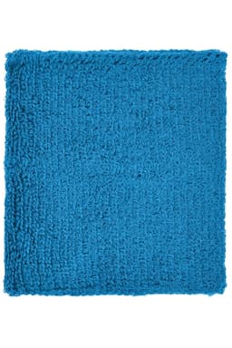 A textured blue Terry wristband with a fluffy surface, suitable for headwear or athletic use.