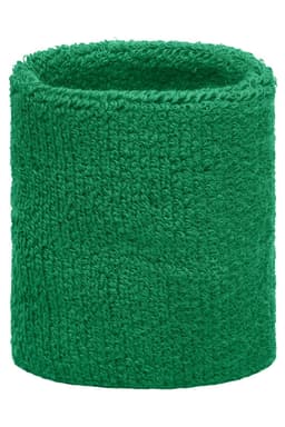 A green Terry Wristband made of soft, absorbent material, suitable for headwear. It features a textured design.
