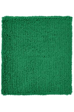 A green Terry Wristband made of textured material, featuring a logo or branding on its surface.