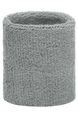 A grey Terry Wristband made from soft, absorbent fabric, featuring a textured finish.