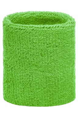 A green Terry wristband with a textured surface, featuring a simple design and no visible branding.