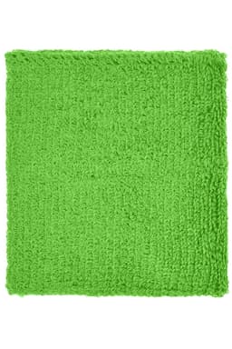 A bright green Terry Wristband with a textured surface and logo.