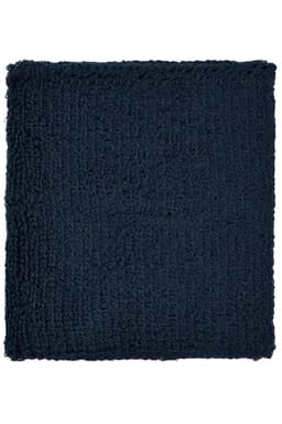 A navy Terry Wristband with a textured, knitted fabric, featuring a logo or branding.