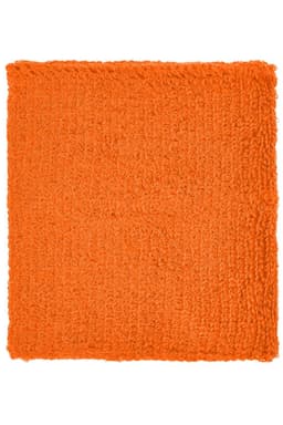 An orange Terry Wristband with a textured, plush surface. It features a simple design and has a logo.