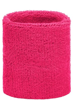 A pink Terry Wristband, made from soft material, designed as a headband accessory. Features a textured surface.